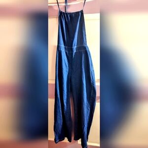 SHEIN Blue Denim Overalls Classic Workwear Style